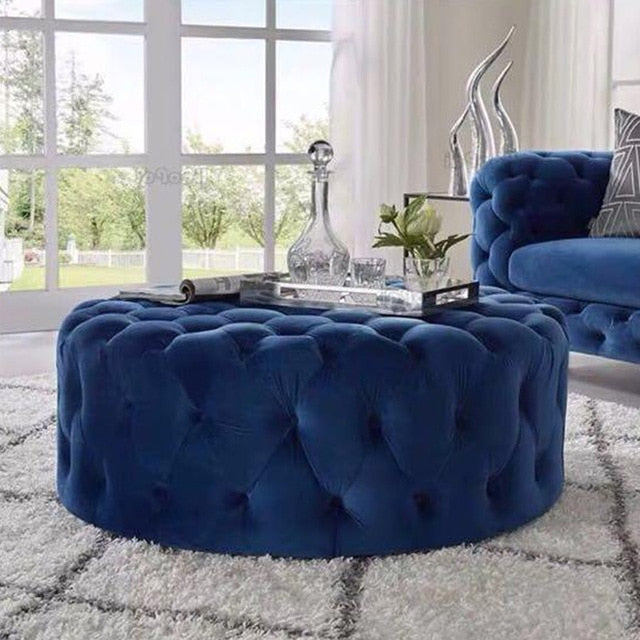 Round Velvet Ottoman Sofa Bench - 4 Seasons Home Gadgets