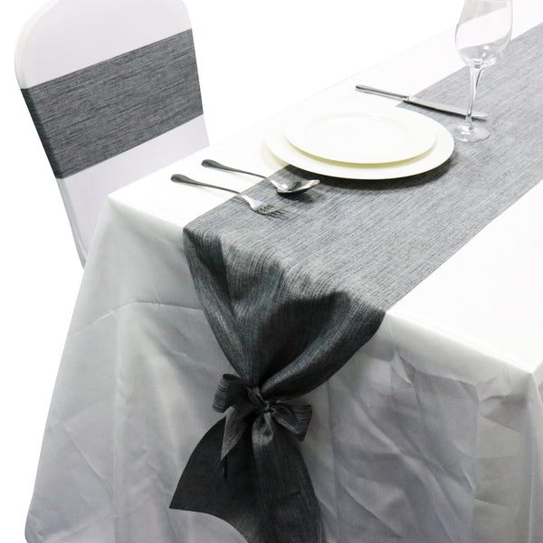 Grey Bow Table Runner Chair Sash Set - 4 Seasons Home Gadgets