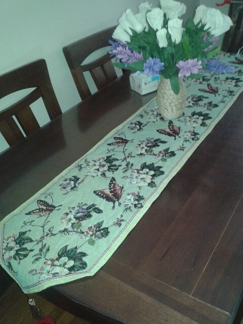 Butterfly Embroidered Table Runner & Mat Set - 4 Seasons Home Gadgets