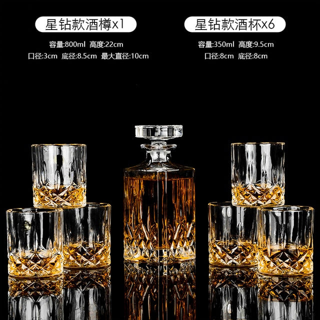 Crystal Whiskey Decanter Set-7 pcs - 4 Seasons Home Gadgets