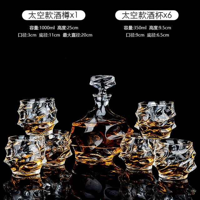 Crystal Whiskey Decanter Set-7 pcs - 4 Seasons Home Gadgets