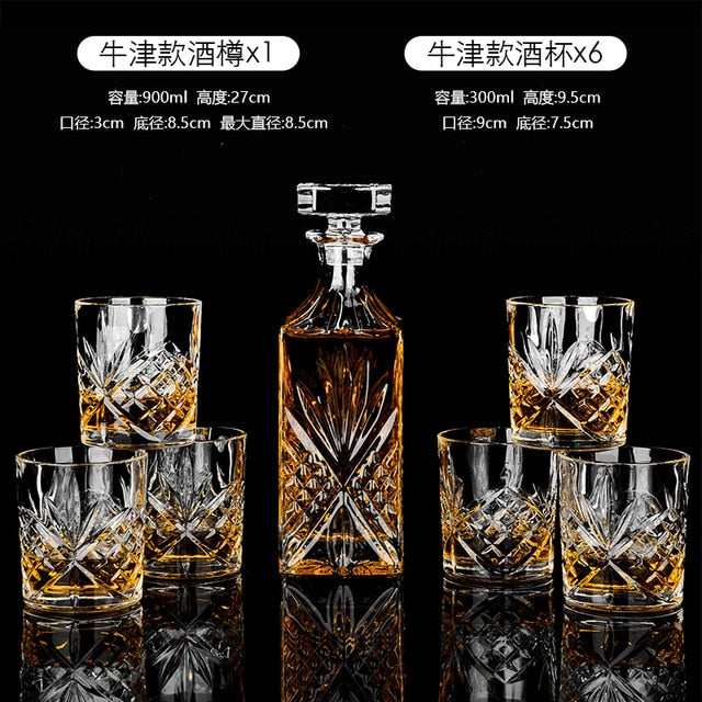 Crystal Whiskey Decanter Set-7 pcs - 4 Seasons Home Gadgets