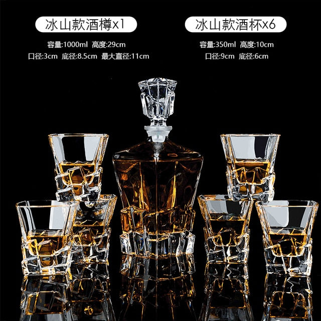 Crystal Whiskey Decanter Set-7 pcs - 4 Seasons Home Gadgets