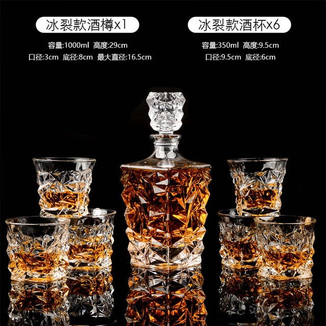 Crystal Whiskey Decanter Set-7 pcs - 4 Seasons Home Gadgets