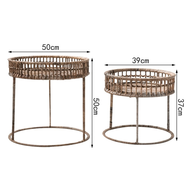 Rattan Tray Top End Table Set - 4 Seasons Home Gadgets