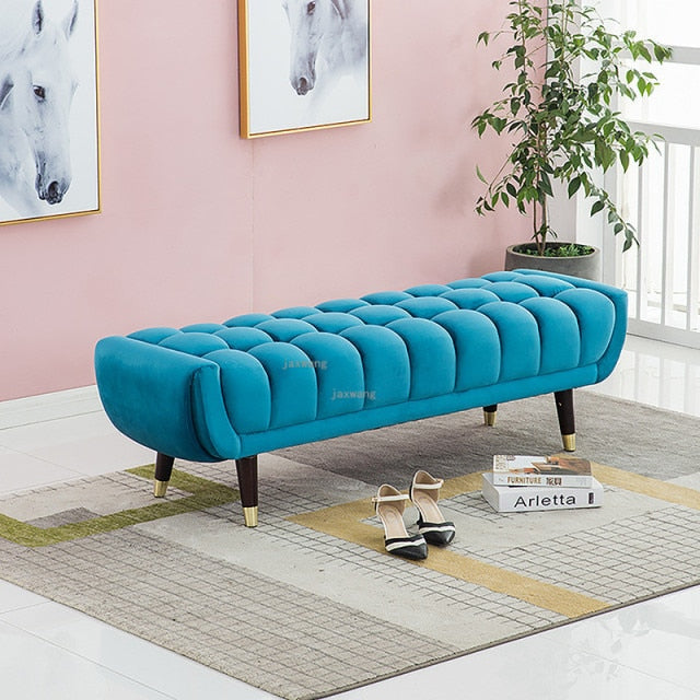 Wide Tufted Velvet Cocktail Ottoman Bench - 4 Seasons Home Gadgets