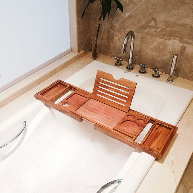 Freestanding Bamboo Bath Caddy - 4 Seasons Home Gadgets