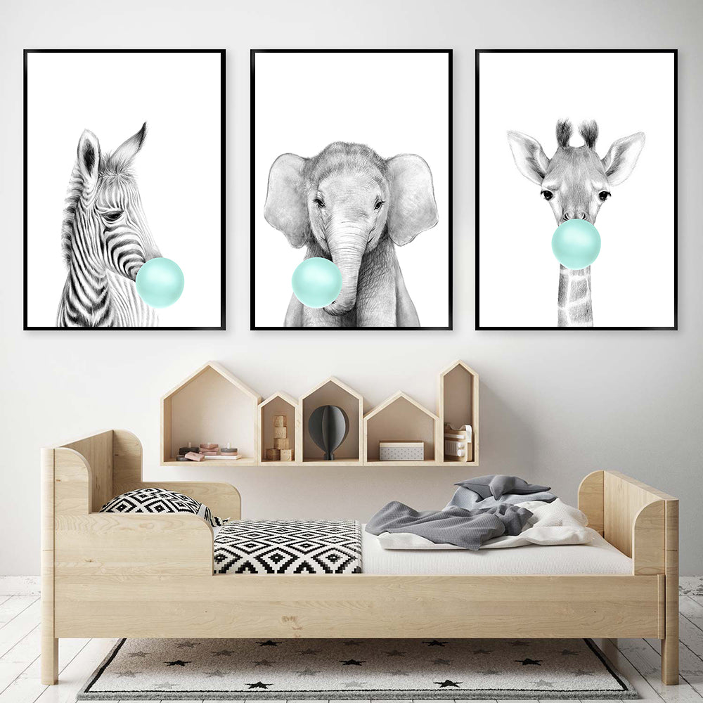 Bubble Gum Animals Wall Art - 4 Seasons Home Gadgets