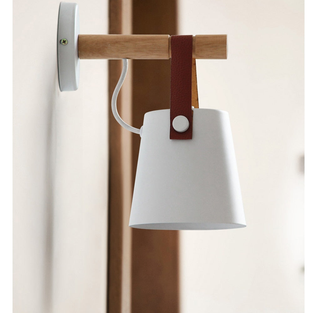 Wooden Leather Hanging Wall Lamp - 4 Seasons Home Gadgets