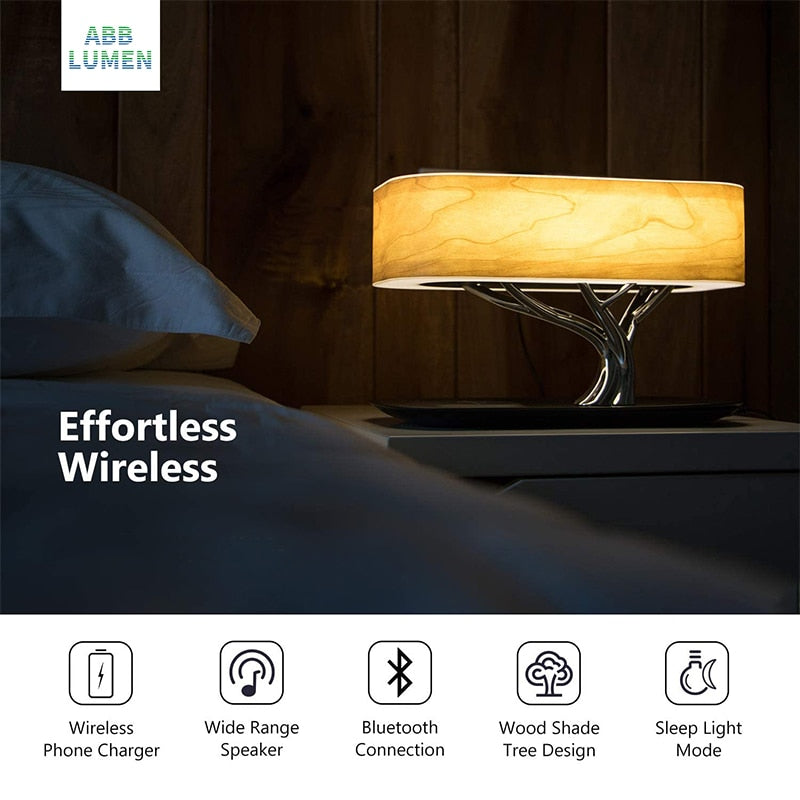 Bedside Lamp with Bluetooth Speaker and Wireless Charger - 4 Seasons Home Gadgets