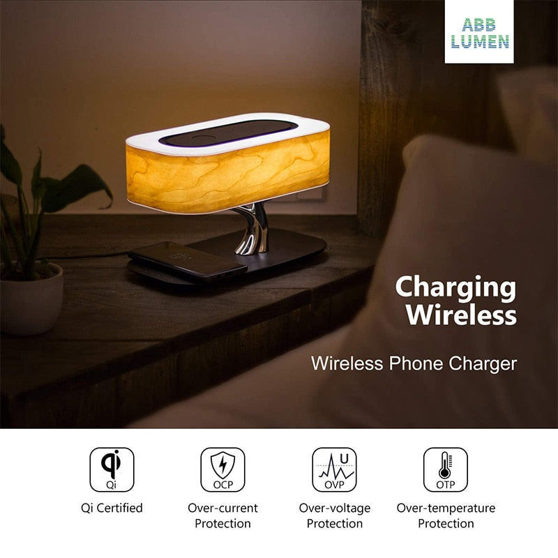 Bedside Lamp with Bluetooth Speaker and Wireless Charger - 4 Seasons Home Gadgets