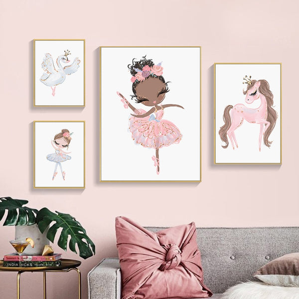 Dancing Ballerina & Unicorn Wall Art Set - 4 Seasons Home Gadgets