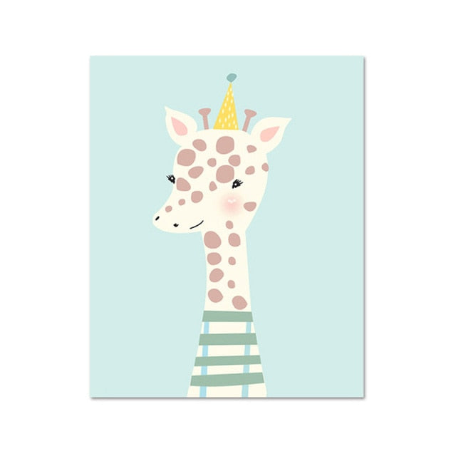 Cartoon Giraffe Animal Wall Art Set - 4 Seasons Home Gadgets