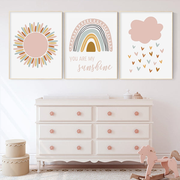 Pink Rainbow Cloud Sunshine Wall Art - 4 Seasons Home Gadgets