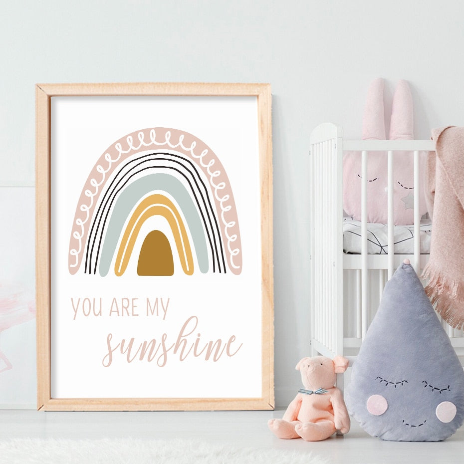 Pink Rainbow Cloud Sunshine Wall Art - 4 Seasons Home Gadgets