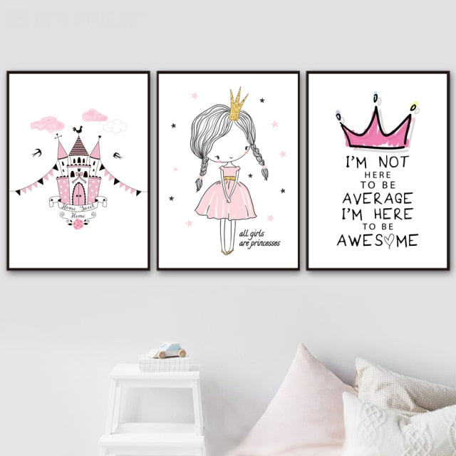 Little Princess In Pink Wall Art Set - 4 Seasons Home Gadgets