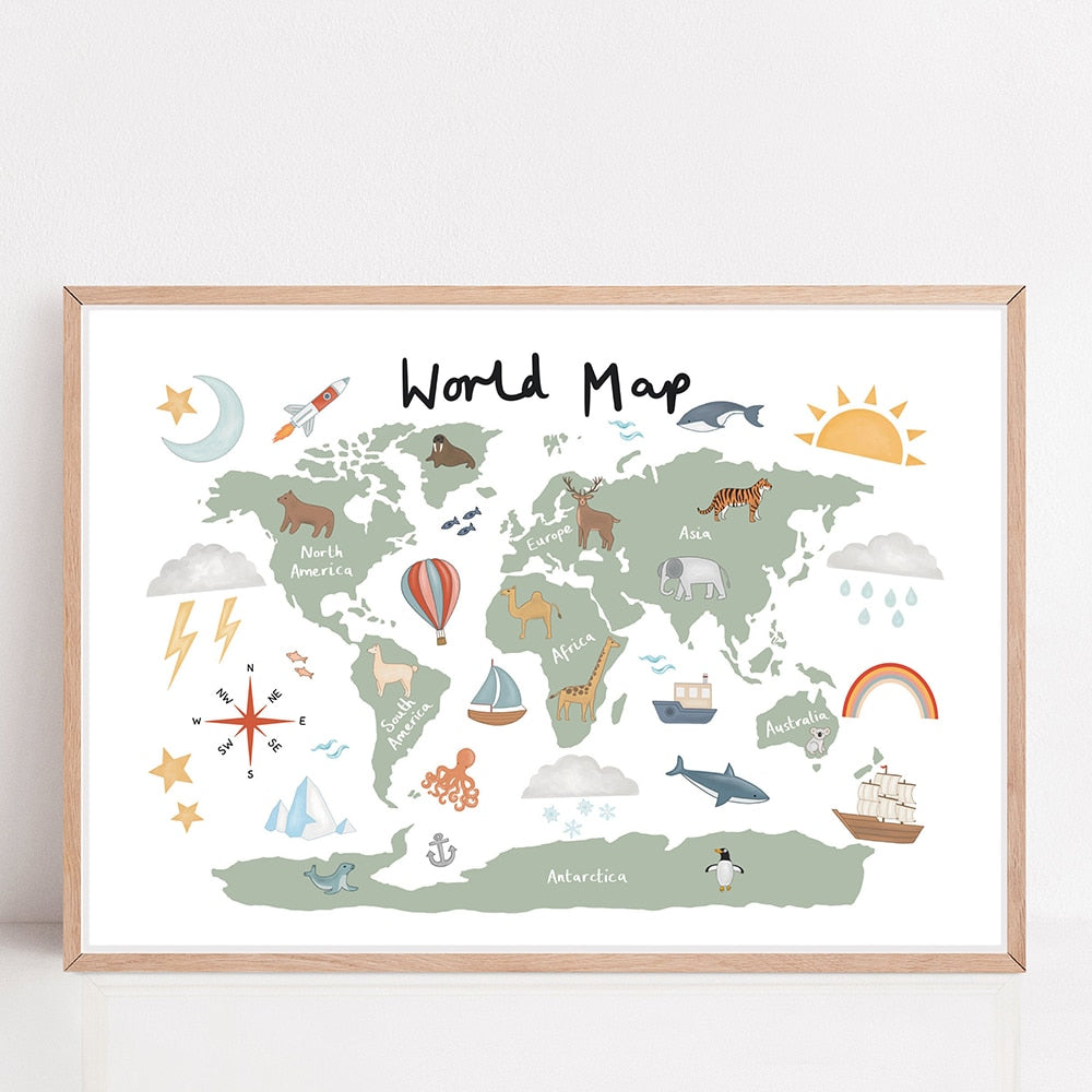 Around The World Map Wall Art - 4 Seasons Home Gadgets