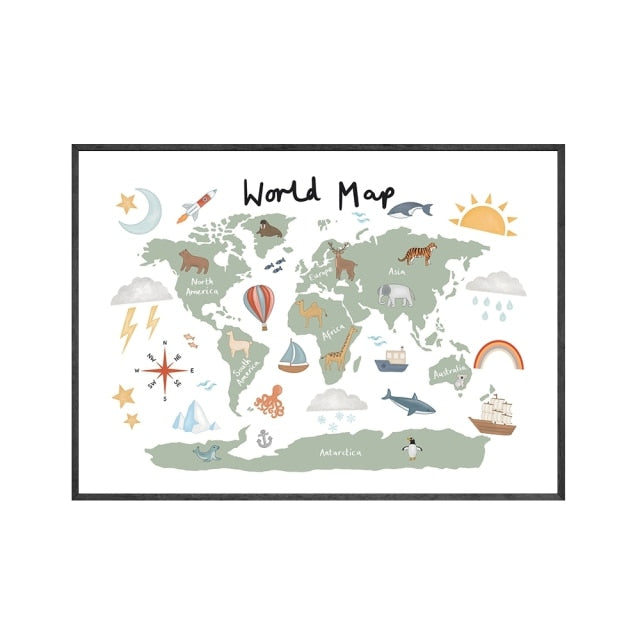 Around The World Map Wall Art - 4 Seasons Home Gadgets