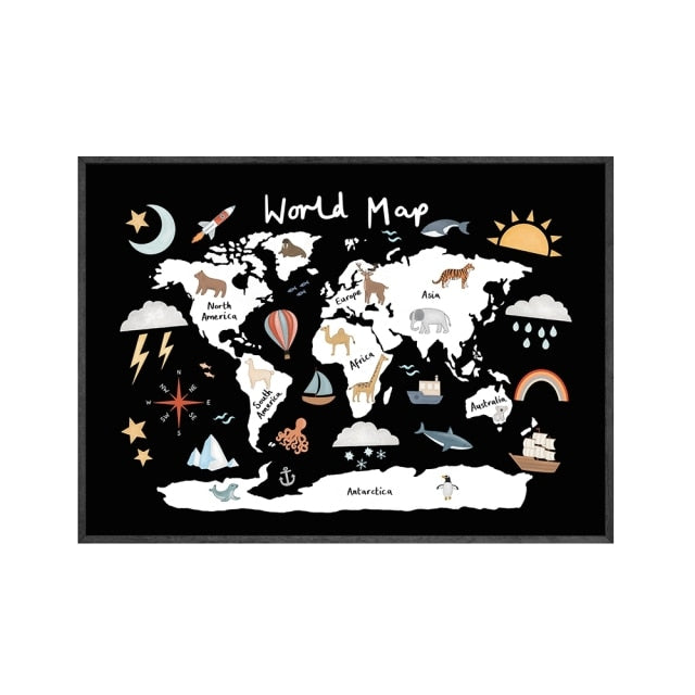 Around The World Map Wall Art - 4 Seasons Home Gadgets