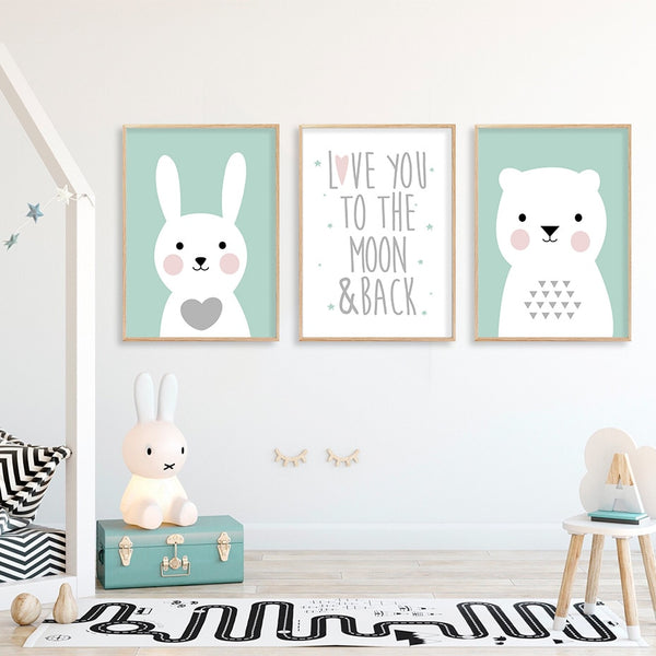 Love You To The Moon Animal Wall Art - 4 Seasons Home Gadgets