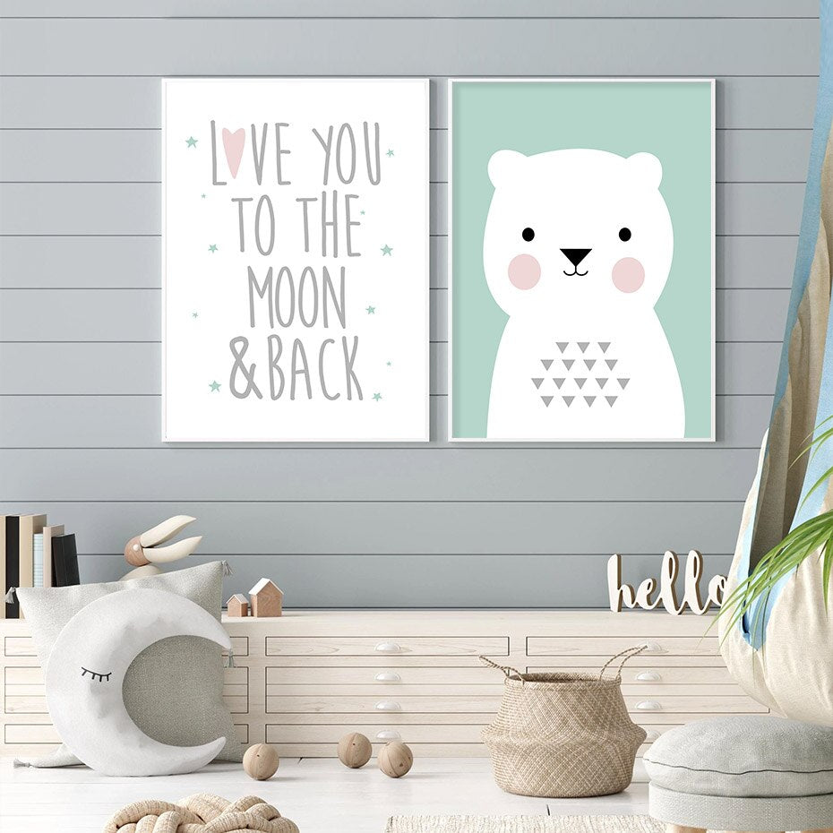 Love You To The Moon Animal Wall Art - 4 Seasons Home Gadgets