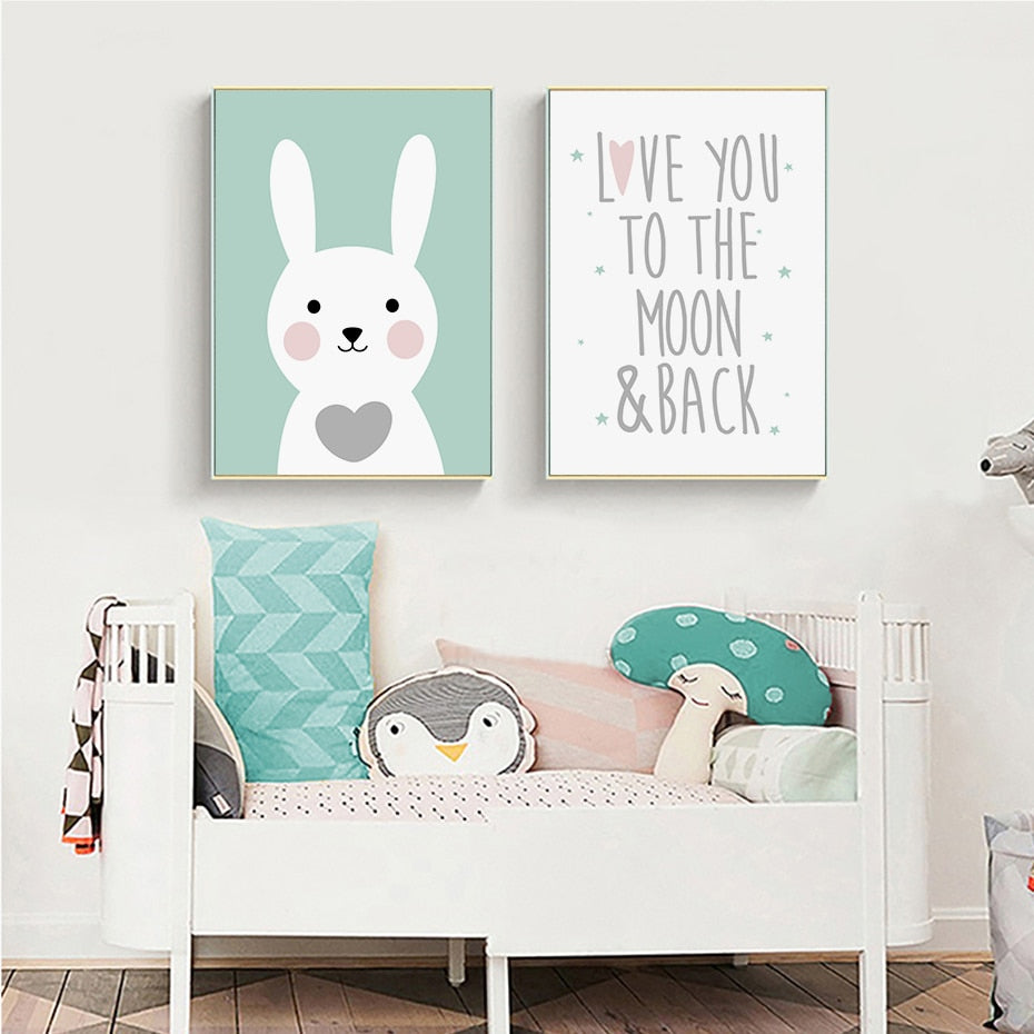 Love You To The Moon Animal Wall Art - 4 Seasons Home Gadgets