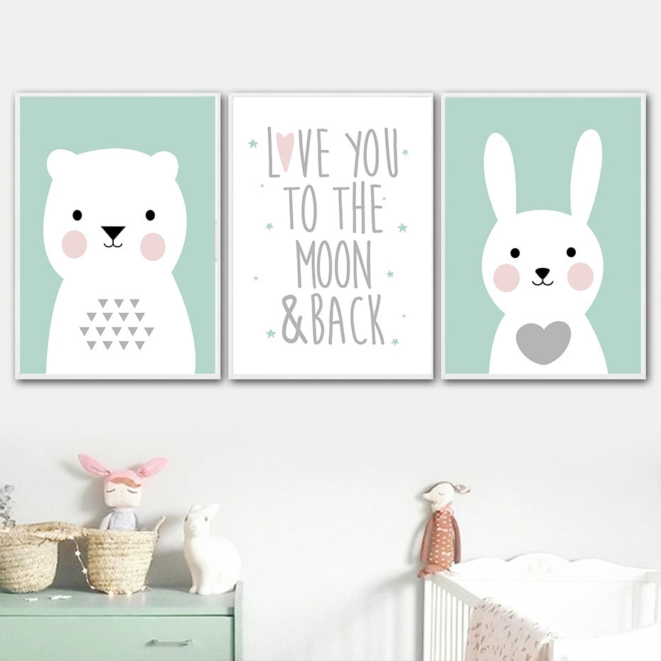 Love You To The Moon Animal Wall Art - 4 Seasons Home Gadgets