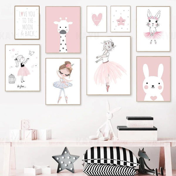 Pink Animal & Ballerina Wall Art - 4 Seasons Home Gadgets