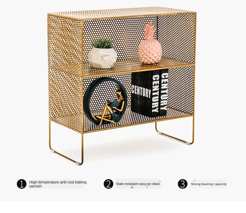 Gold Mesh Storage Shelves - 4 Seasons Home Gadgets