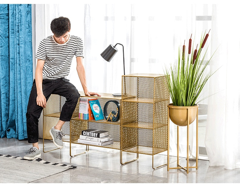 Gold Mesh Storage Shelves - 4 Seasons Home Gadgets