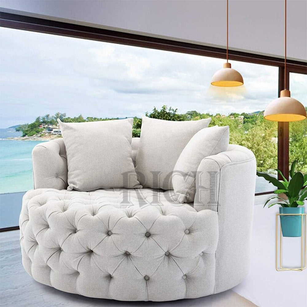 Round Velvet Ottoman Sofa - 4 Seasons Home Gadgets