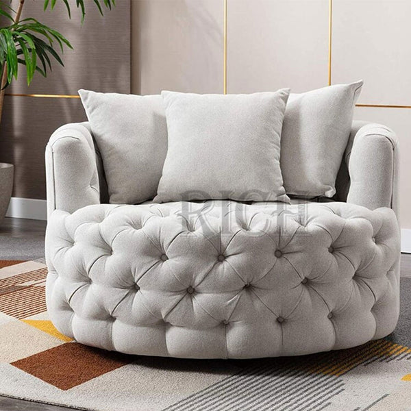 Round Velvet Ottoman Sofa - 4 Seasons Home Gadgets