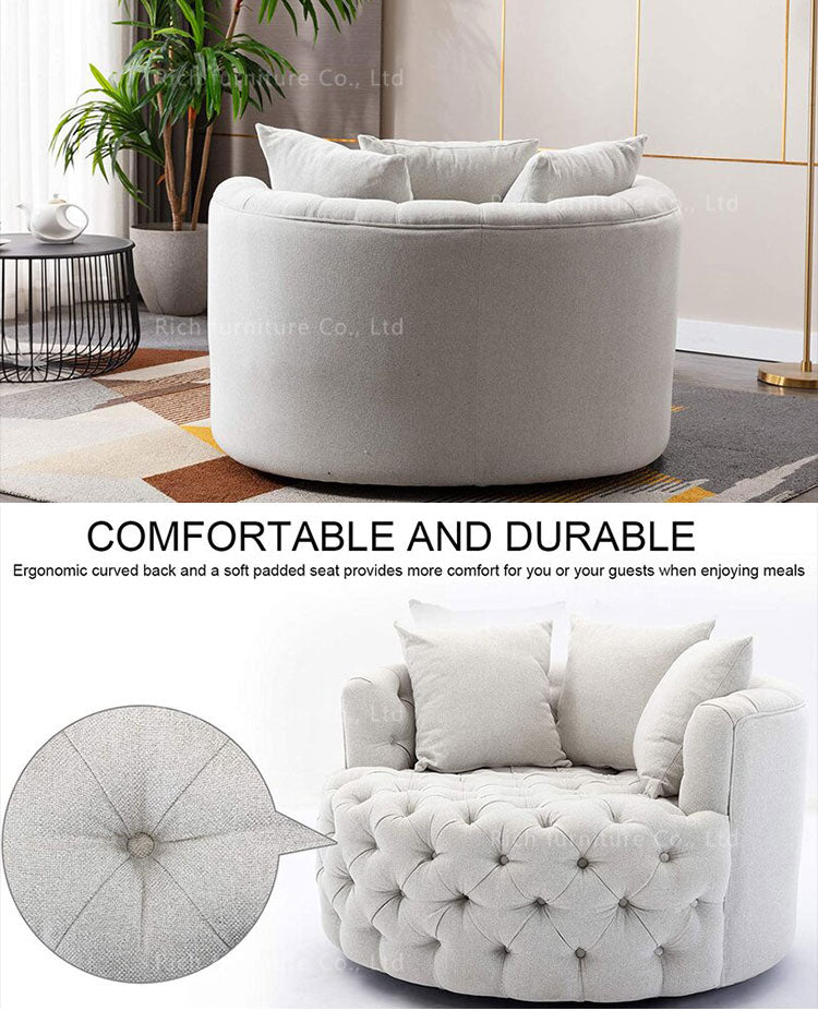 Round Velvet Ottoman Sofa - 4 Seasons Home Gadgets