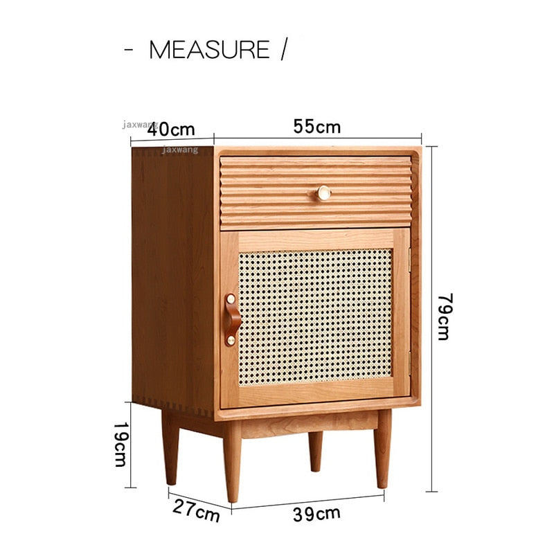 Chestnut Wood & Rattan Drawer Nightstand - 4 Seasons Home Gadgets