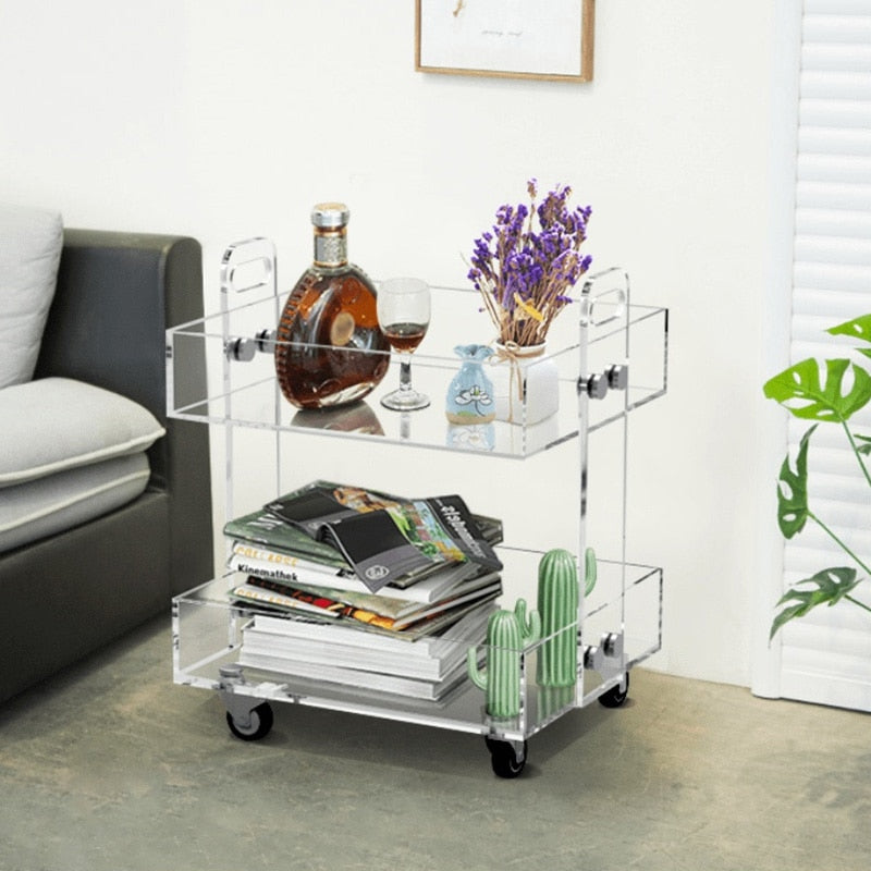 Acrylic Serve Tray Table With Wheels - 4 Seasons Home Gadgets