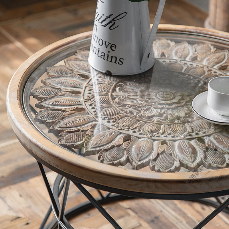 Carved Coffee Table - 4 Seasons Home Gadgets