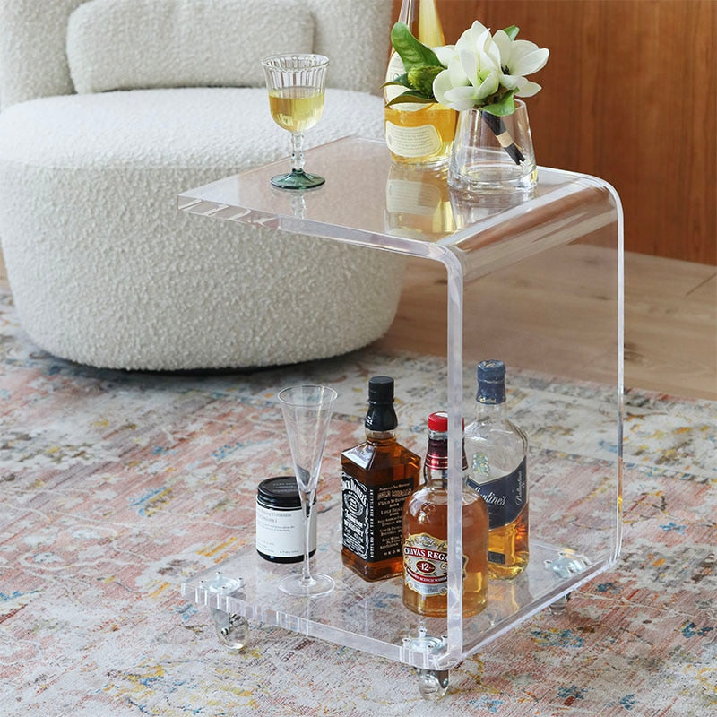 Acrylic C End Table With Wheels - 4 Seasons Home Gadgets