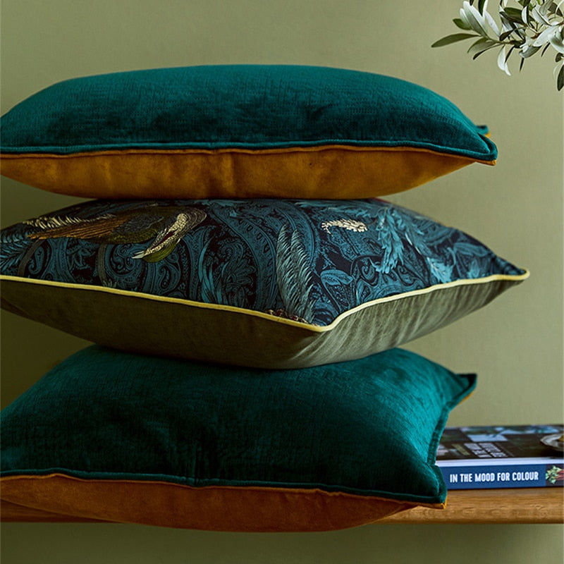 Elegant Turquoise Humming Bird Cushion Cover - 4 Seasons Home Gadgets