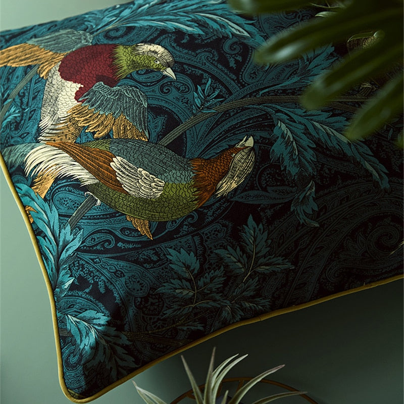 Elegant Turquoise Humming Bird Cushion Cover - 4 Seasons Home Gadgets