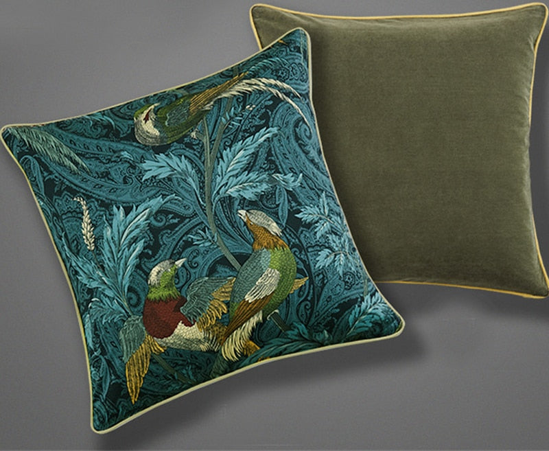 Elegant Turquoise Humming Bird Cushion Cover - 4 Seasons Home Gadgets