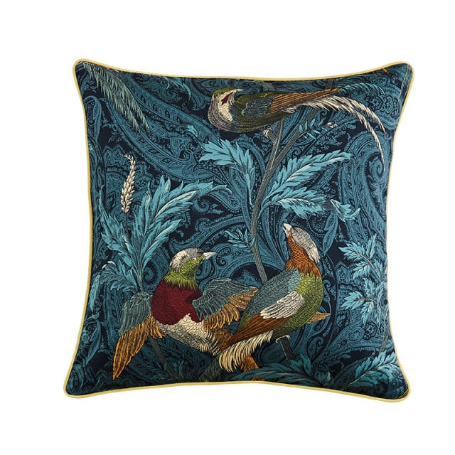 Elegant Turquoise Humming Bird Cushion Cover - 4 Seasons Home Gadgets