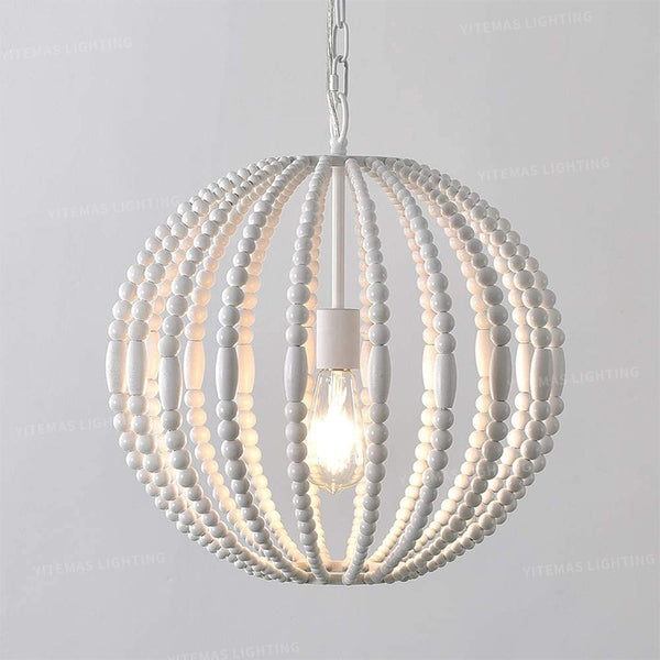 White Wooden Beads Chandelier - 4 Seasons Home Gadgets