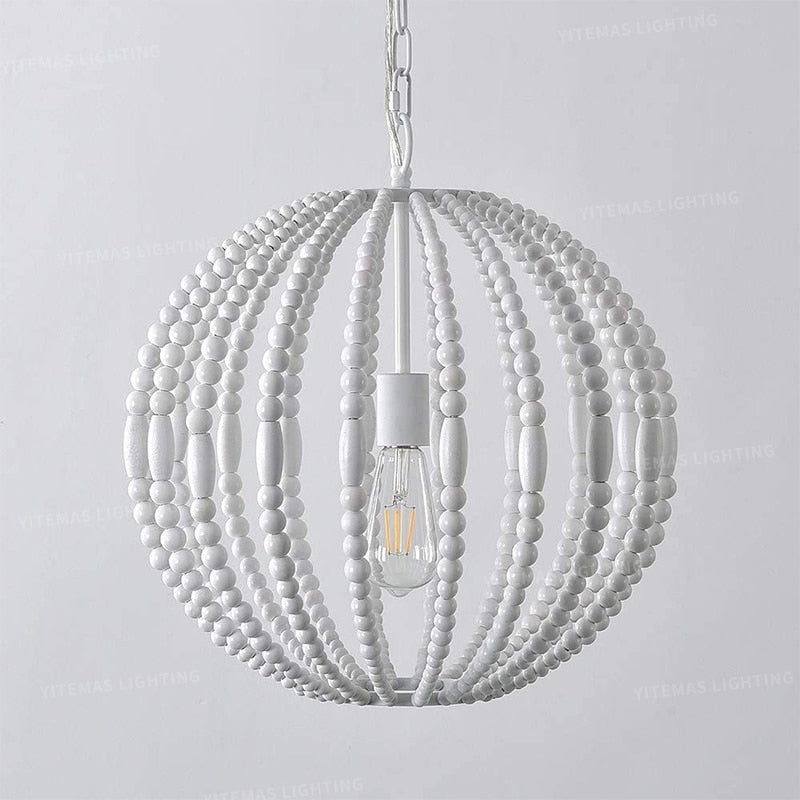 White Wooden Beads Chandelier - 4 Seasons Home Gadgets