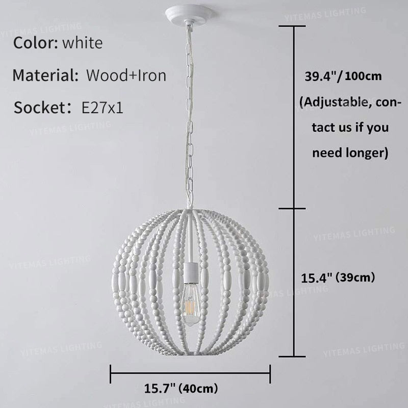 White Wooden Beads Chandelier - 4 Seasons Home Gadgets