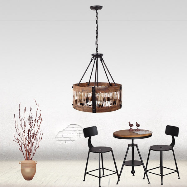 Wooden  Drum Chandelier - 4 Seasons Home Gadgets