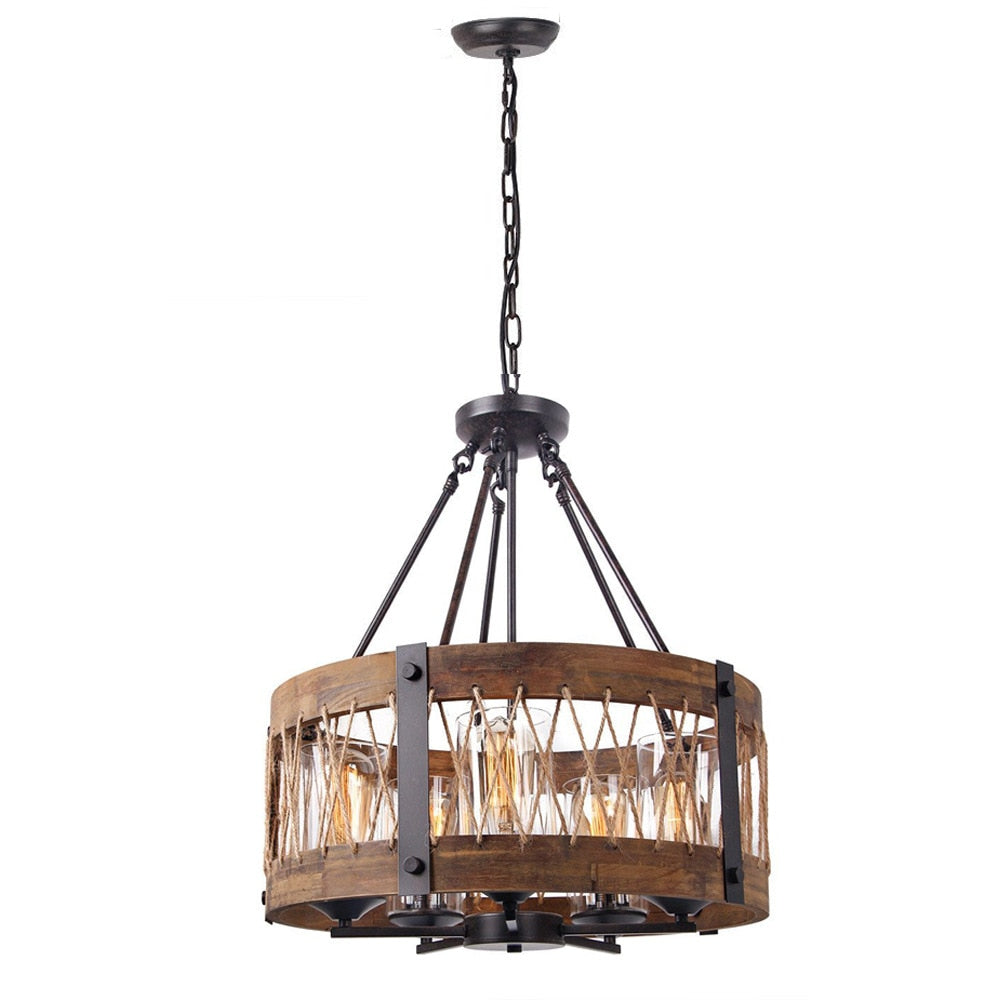 Wooden  Drum Chandelier - 4 Seasons Home Gadgets