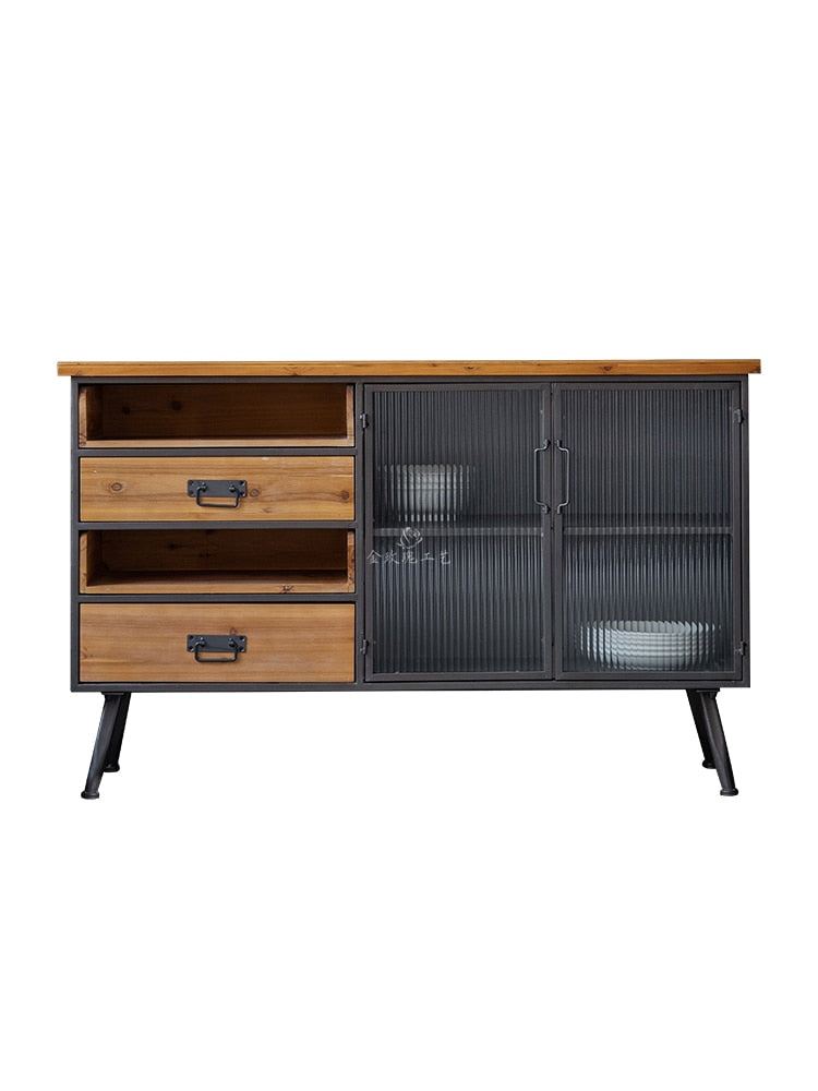 Pine Wood Iron Cabinet - 4 Seasons Home Gadgets