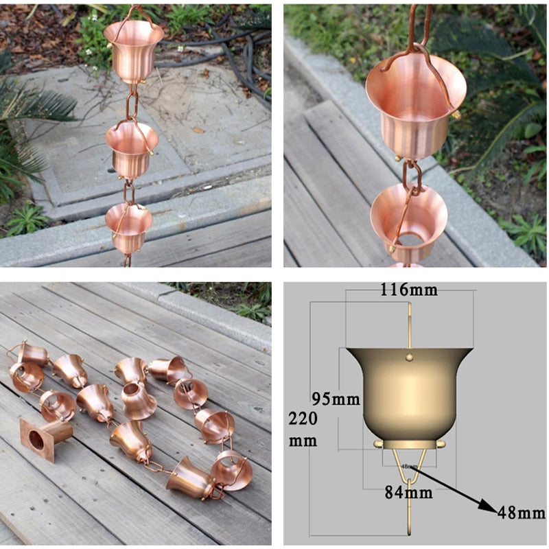2.6m Copper Rain Chain - 4 Seasons Home Gadgets