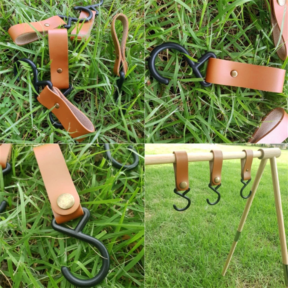 Outdoor PU Leather Hooks Camping Tripod - 4 Seasons Home Gadgets