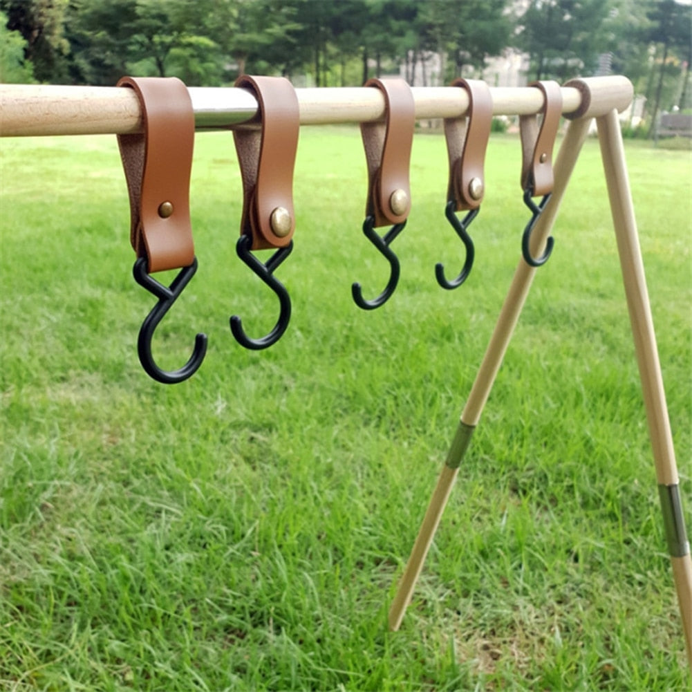 Outdoor PU Leather Hooks Camping Tripod - 4 Seasons Home Gadgets